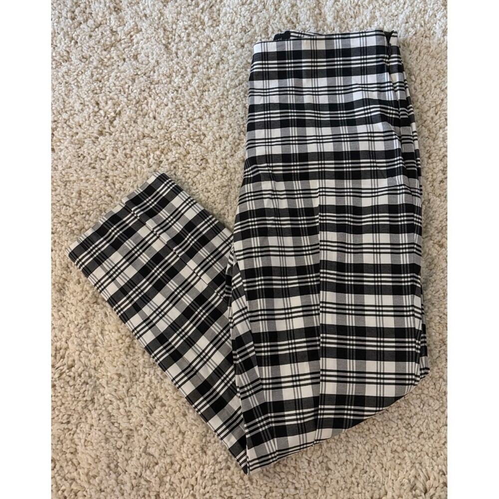 Talbots Black and White Plaid Ankle Pull On Pants Size 4 Petite
